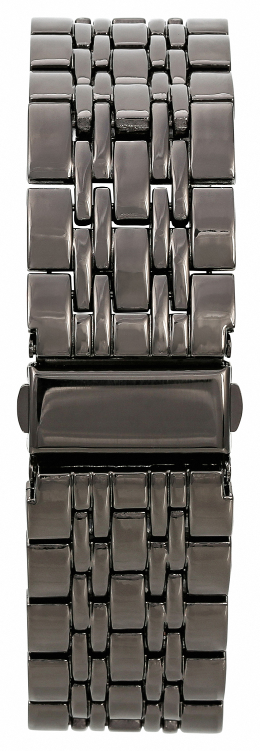 Uhrenband, Metallband, Glänzend, Schwarz, Klickverschluss