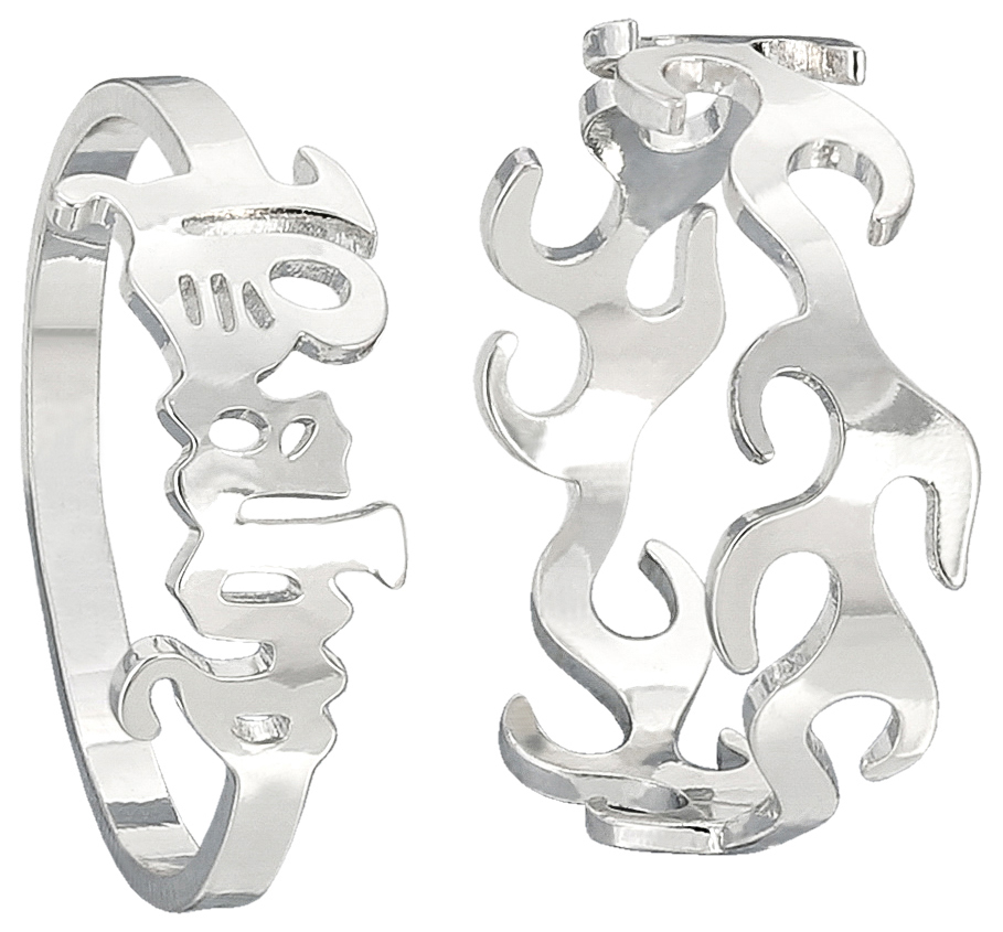 Set de anillos - Silver Flames