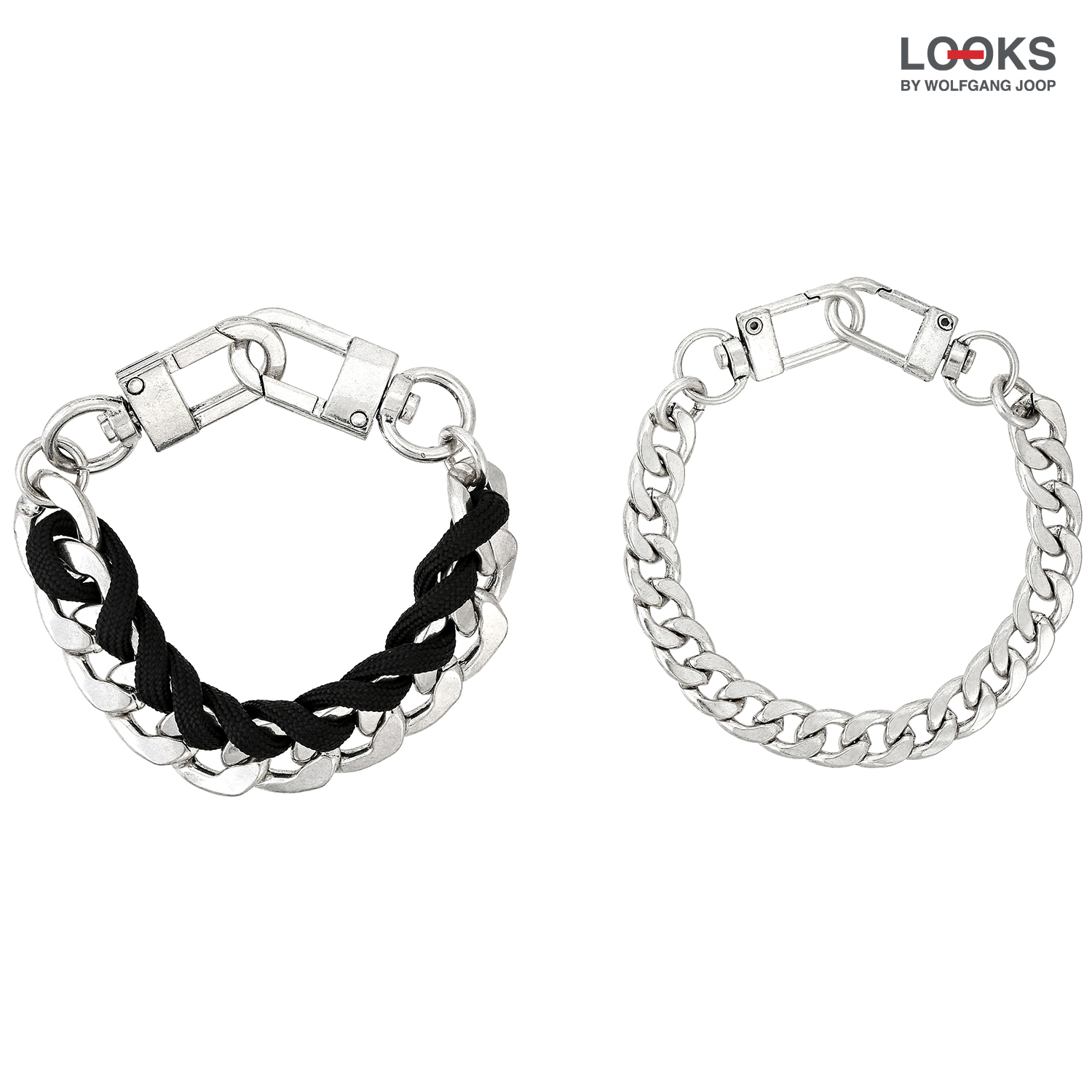 Set de pulseras para hombre - Chunky Silver