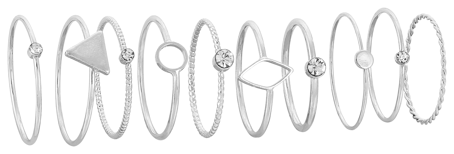 Set de anillos - Silver Graphic Style