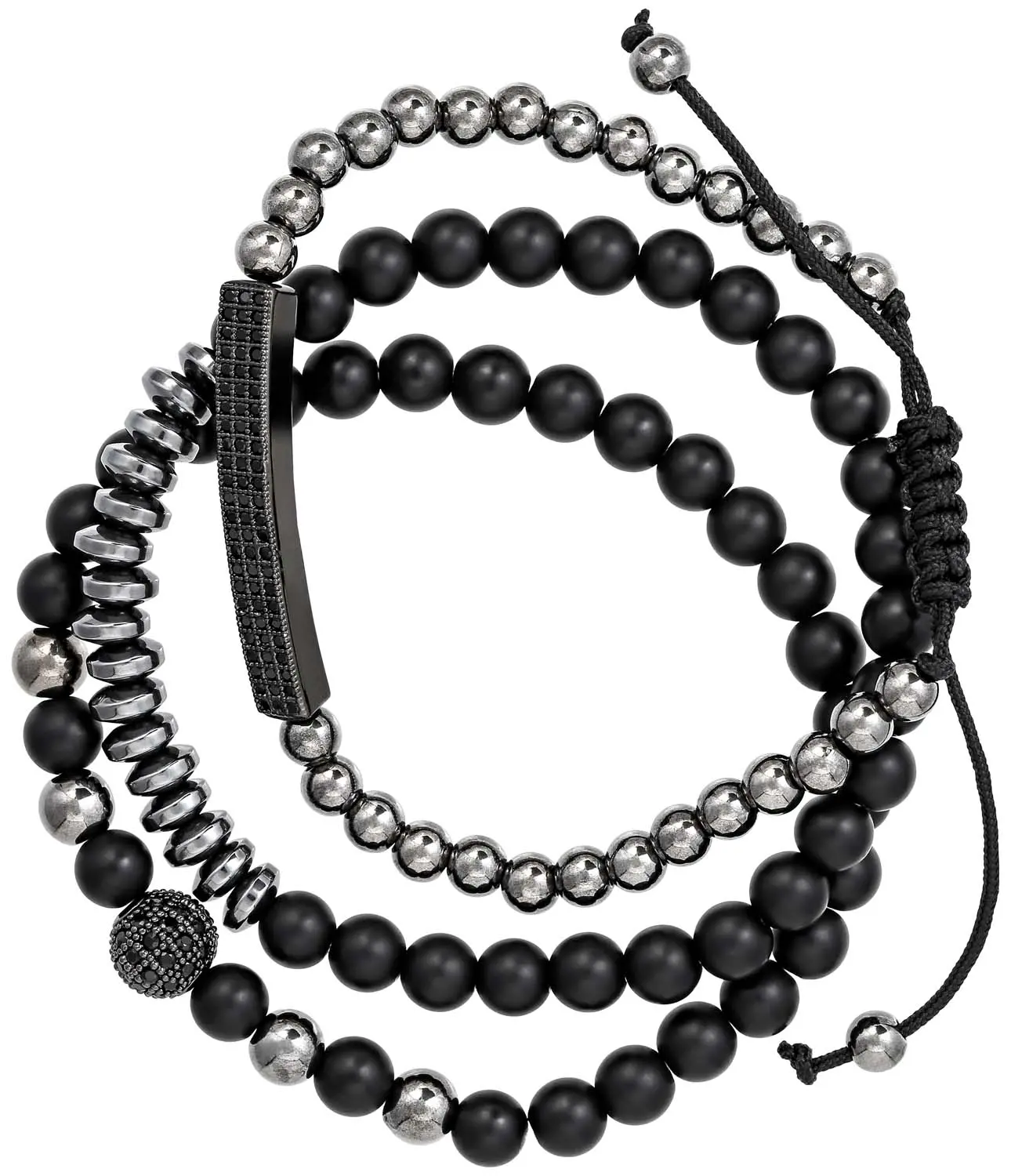 Herren Armband-Set - Black Pearls