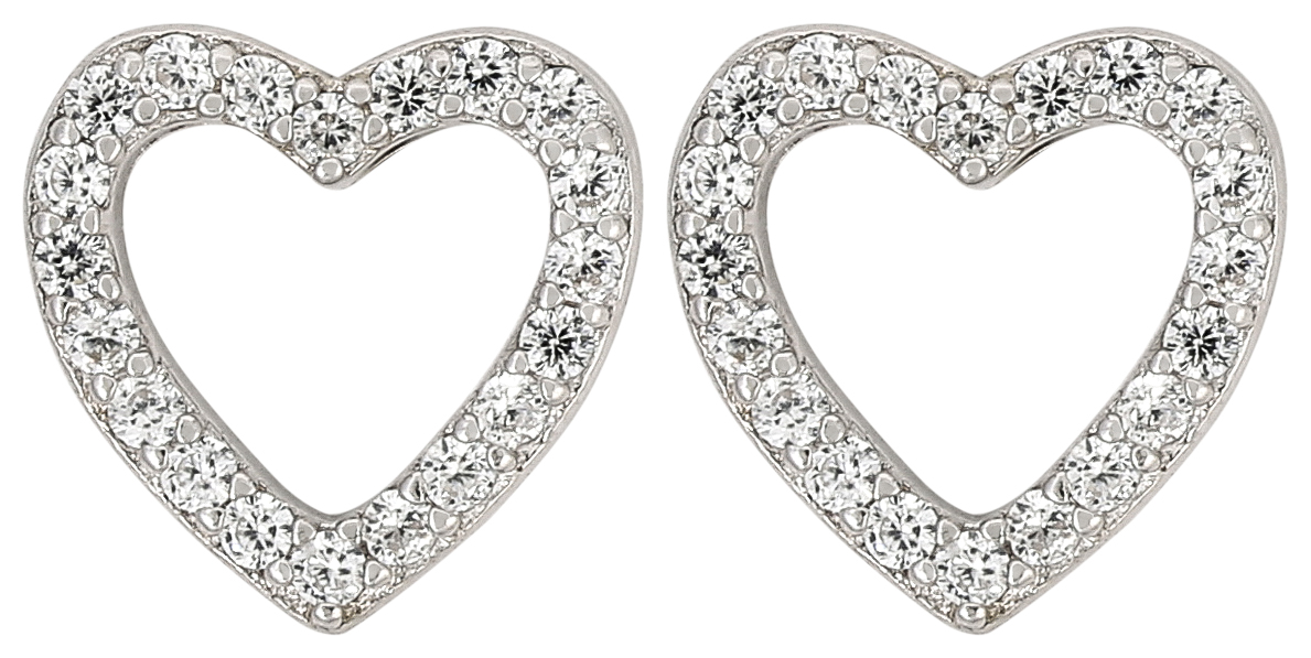 Herzanhänger, Herzform, Diamant, Kunststein, Ohrschmuck