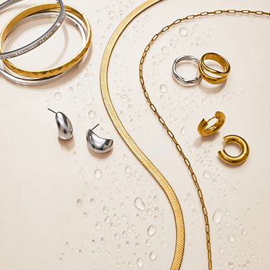 Schmuckset, Ringe, Kette, Ohrringe, Mischmetall