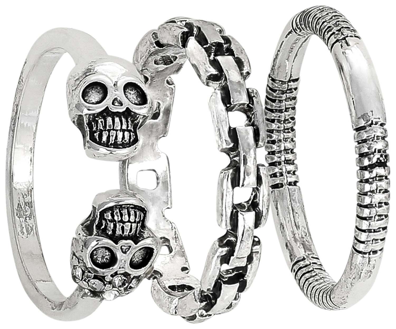 Set de anillos - Sparkling Skull