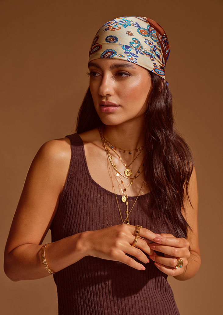 Bandana, Paisley, Druck, Mehrfarbig, Halsketten