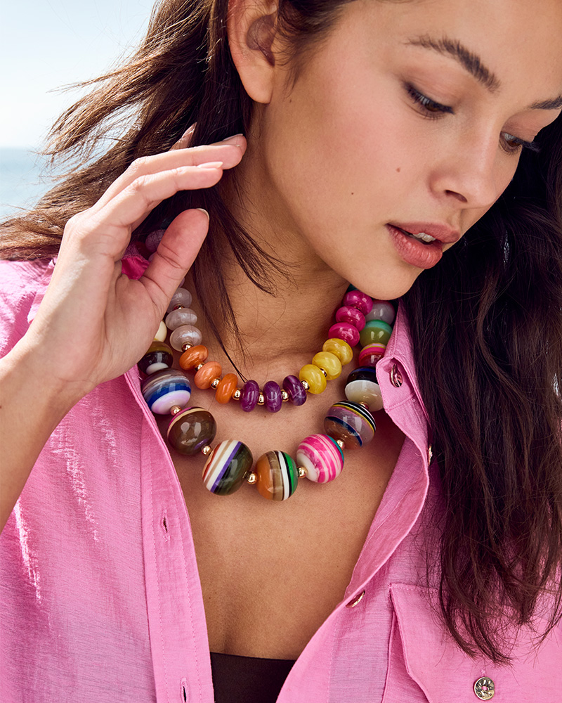 kette, große perlen, perlenschmuck, farbige perlen, strandmode