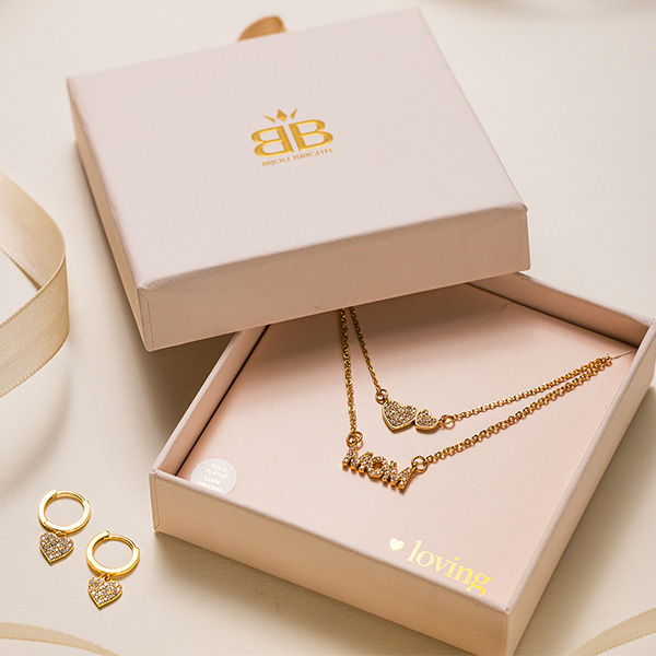 Kette, Türschmuck, Herzanhänger, Goldfarbene Schmuckstücke, Geschenkset