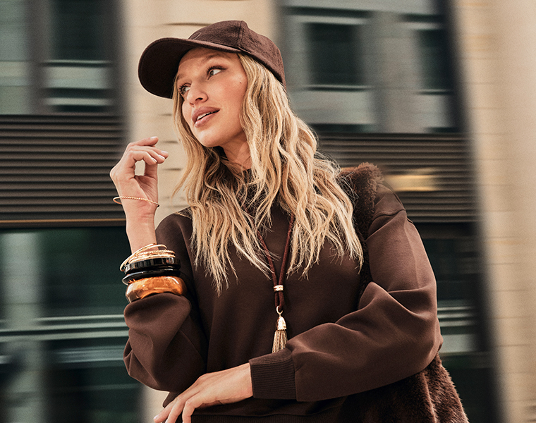 Damen-Sweatshirt, Dunkelbraun, Kapuze, Lange Ärmel, Basecap
