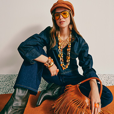 denim, Jumpsuit, Stiefel, Tasche, Accessoires