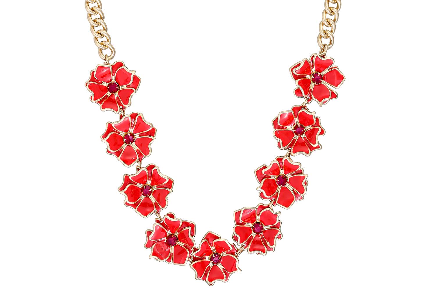 Collier - Red Flowers