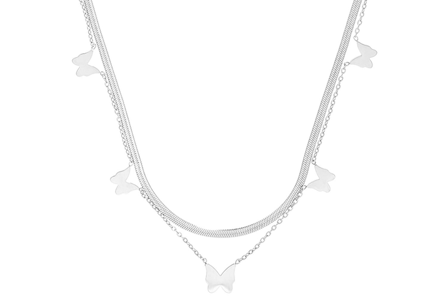 Layering ketting - Steel Butterfly