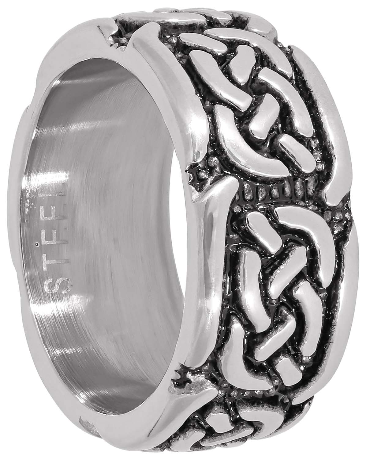 Ring, Silberfarben, Edelstahl, Keltisches Muster, Breiter Ring
