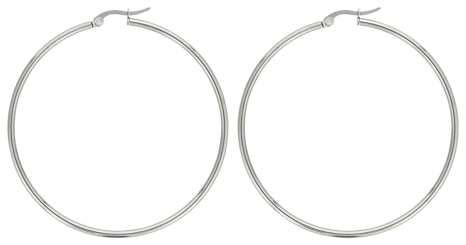 ohrringe, hoop-ohrringe, silber, stahl, große kreisform