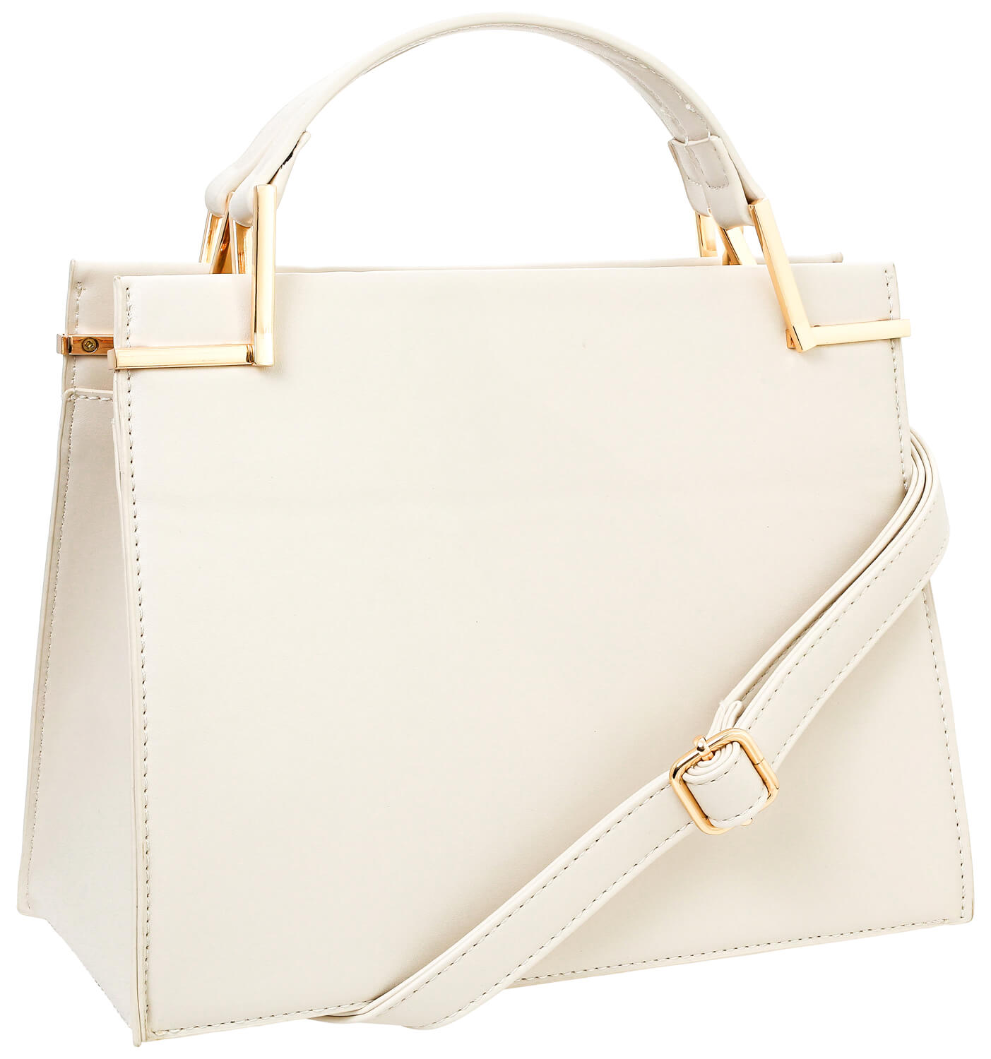 handtasche, weiß, leder, goldene akzente, schulterriemen