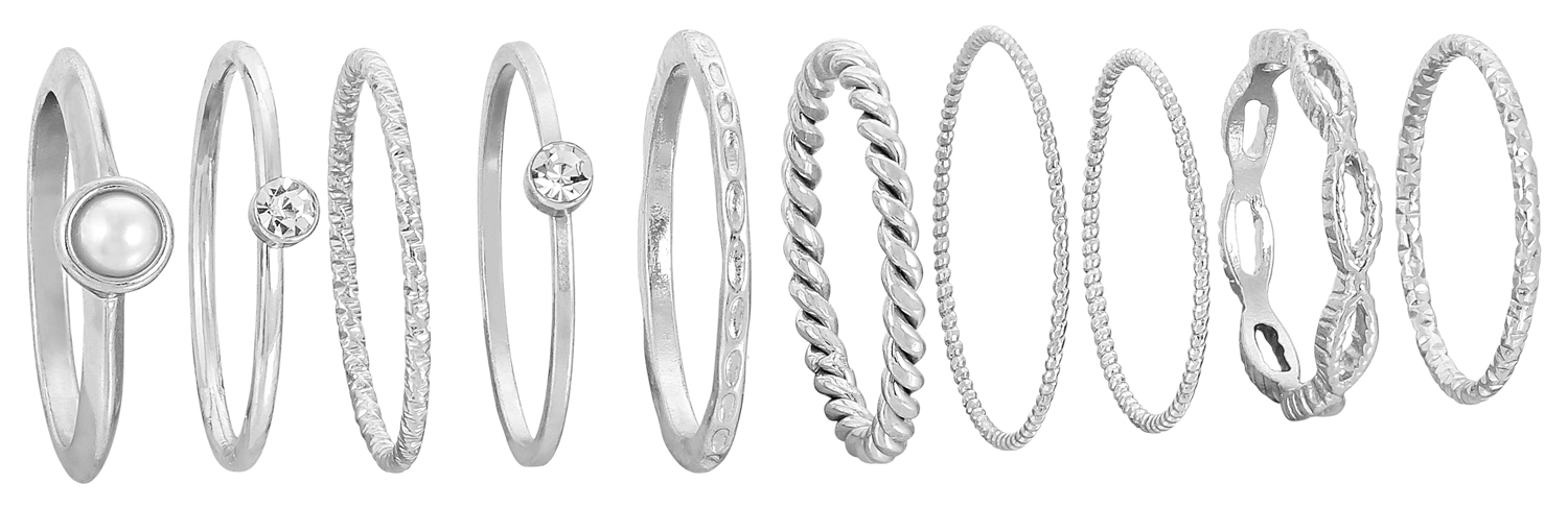 Set de anillos - Silver Vintage Style