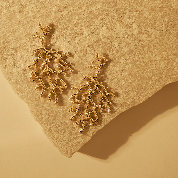 ohrringe, gold, zweig, kristall, schmuck