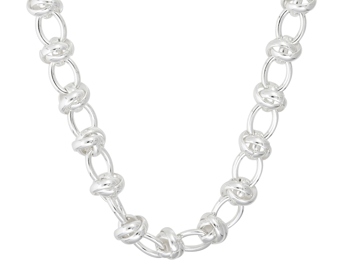 Gliederkette, Silberfarben, Metall, Ovale Glieder, Knoten-Details