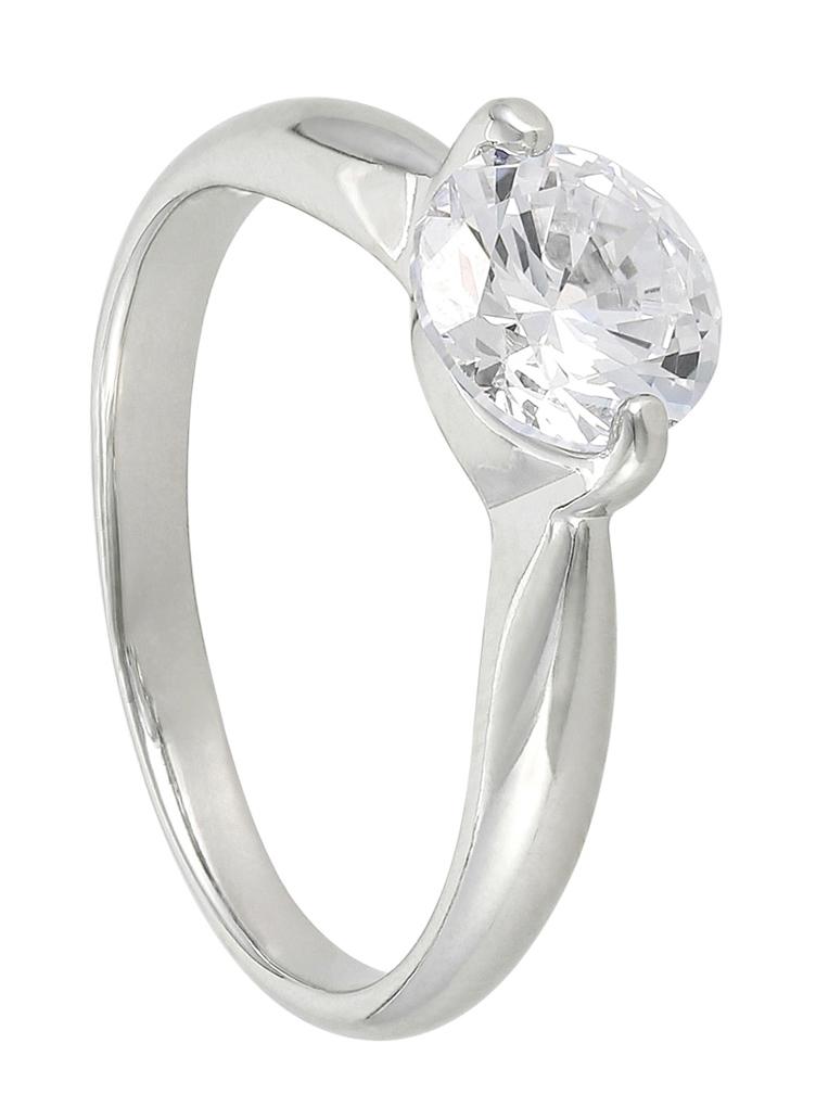 Ring, silberfarben, klarer Schmuckstein, Solitärring, Krappenfassung