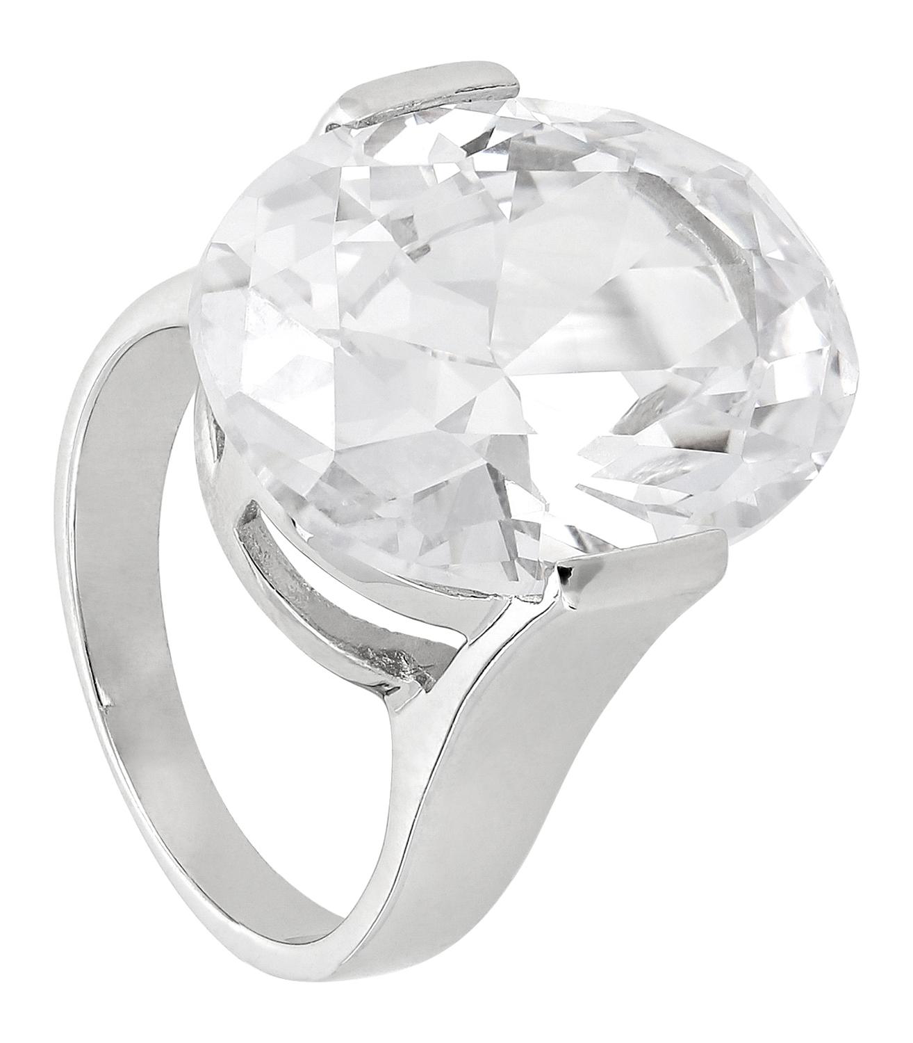Ring, Silberfarben, Großer Zirkonia, Klarer Stein, Facettenschliff