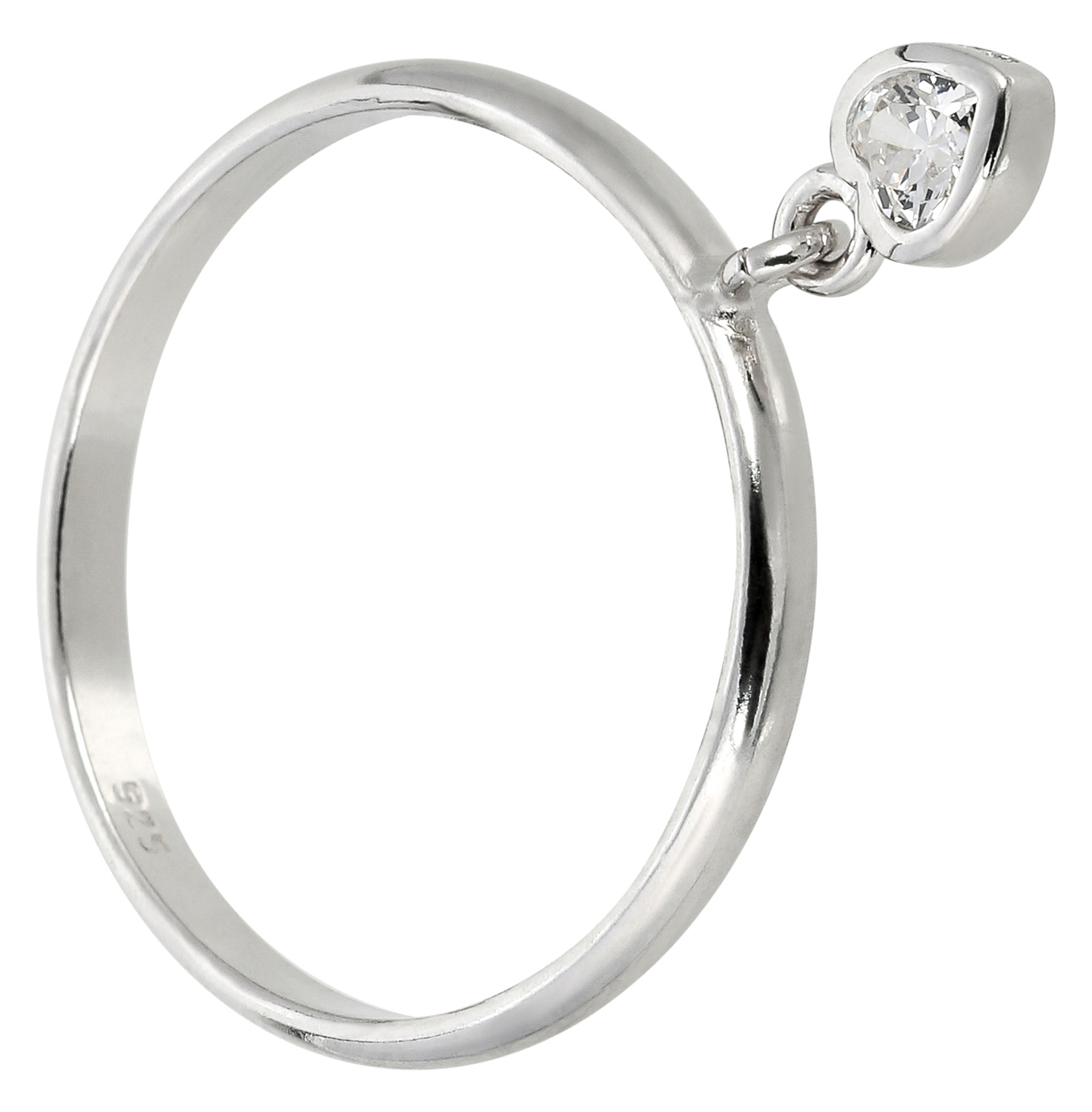 Ring, 925er Silber, hängender Stein, klarer Schmuckstein, Tropfenschliff