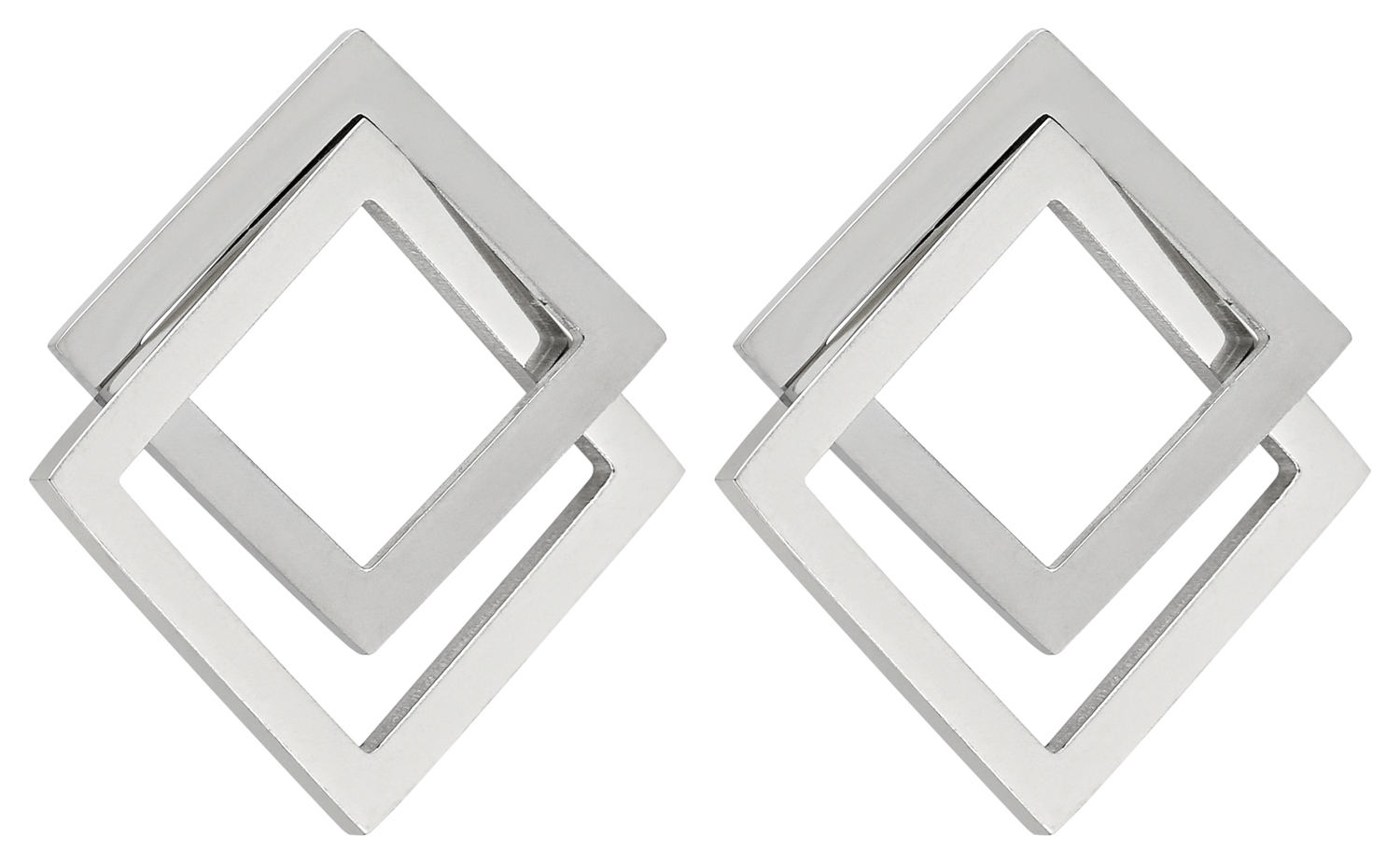 ohrringe, geometrisch, silber, quadratisch, statement