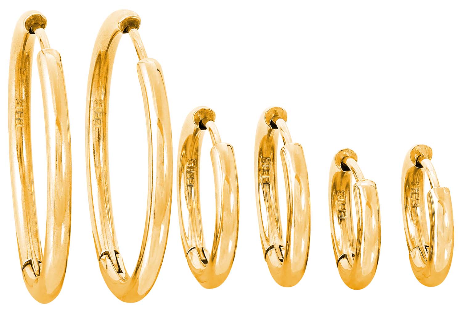 ohrringe, hoop-ohrringe, goldfarben, glänzend, edelmetall