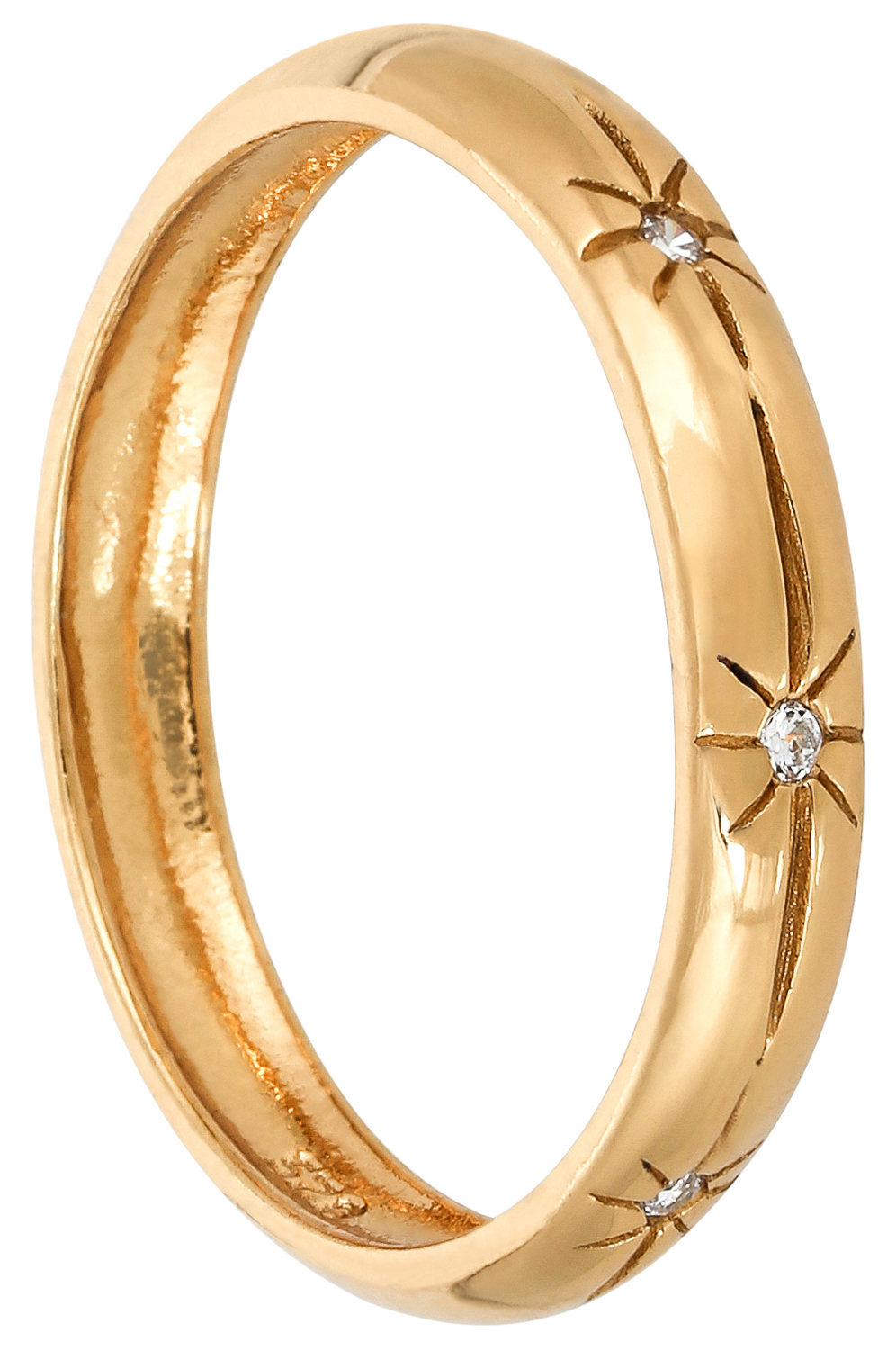 Goldring, Gelbgold, Diamanten, Sternmotiv, Schmaler Ring
