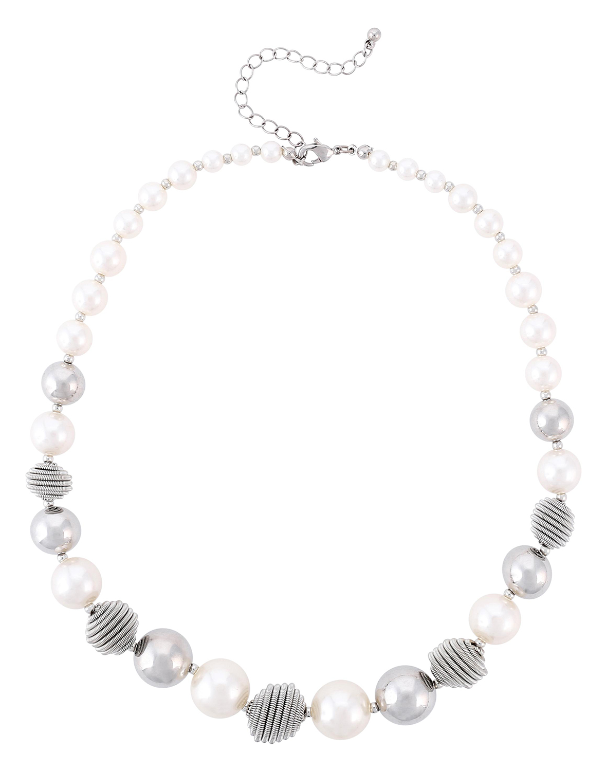 Collar - Silver Pearls