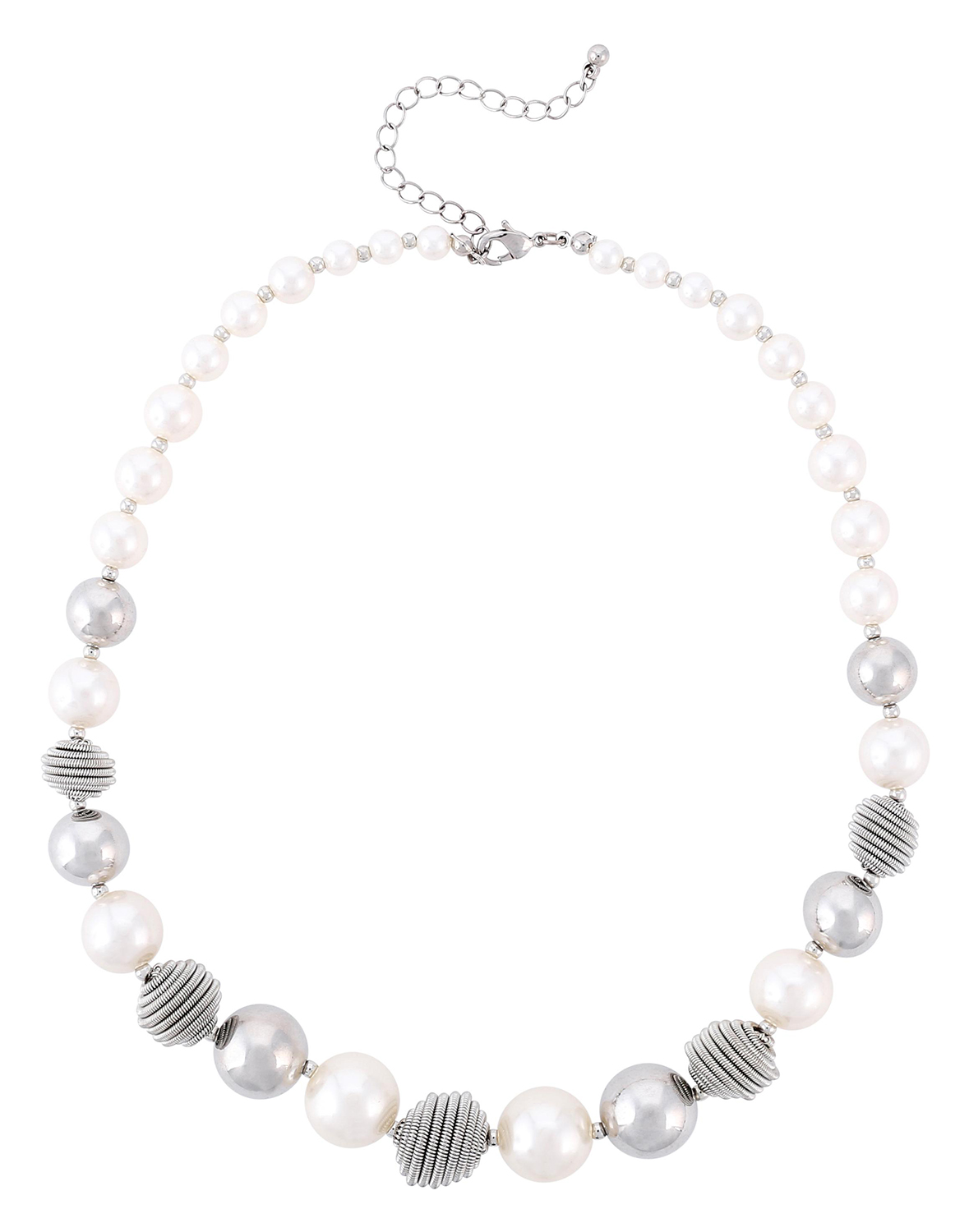 Necklace - Silver Pearls Necklace - Silver Pearls