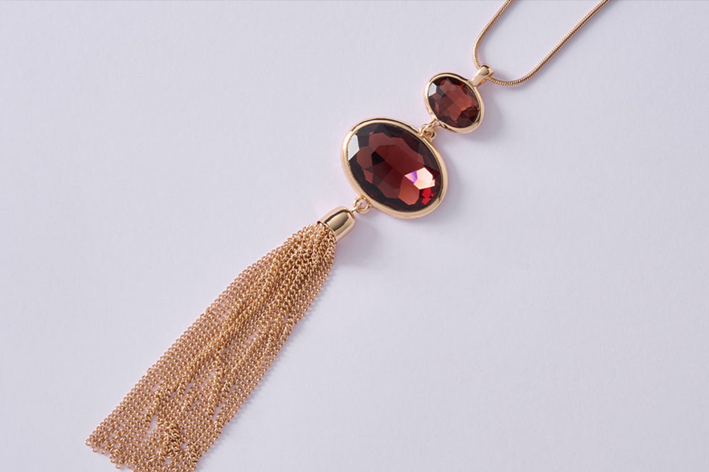 halskette, anhänger, edelstein, tassel, roségold