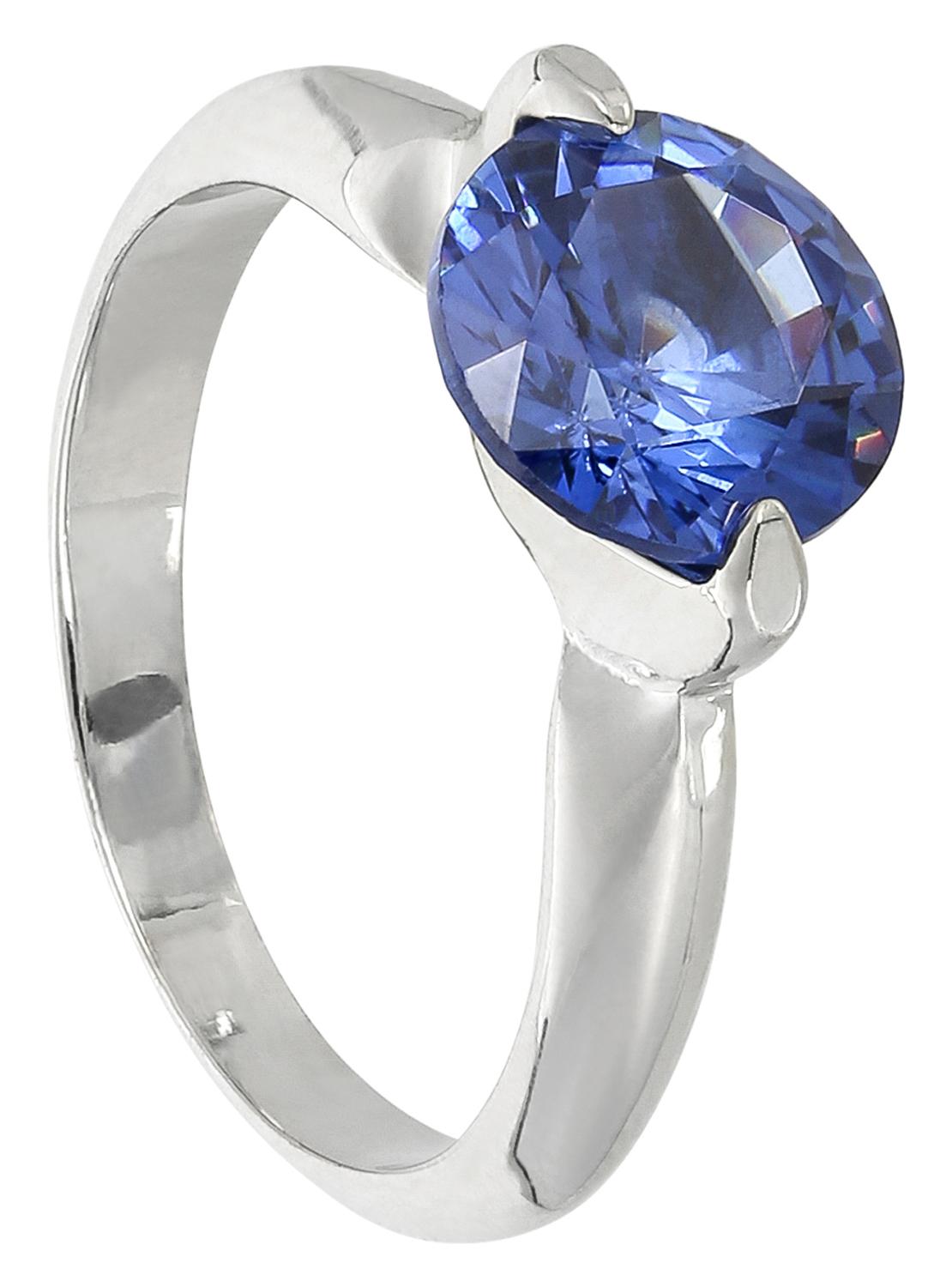 Ring, Silberfarbenes Metall, Blauer Stein, Tropfenschliff, Fassung mit Krappen