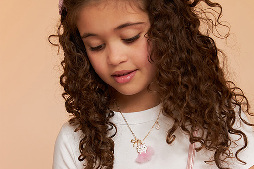 kids, girl, necklace, pendant, pink