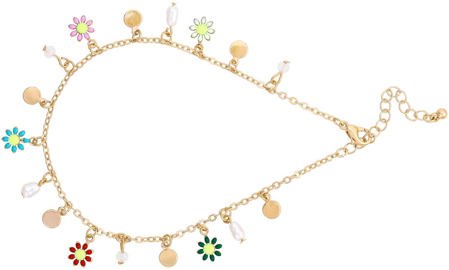 Pulsera tobillera - Pearly Flowers