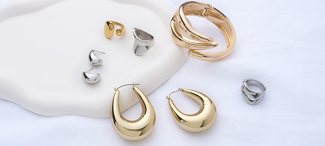 Schmuckset, Ohrringe, Ringe, Gold, Silber