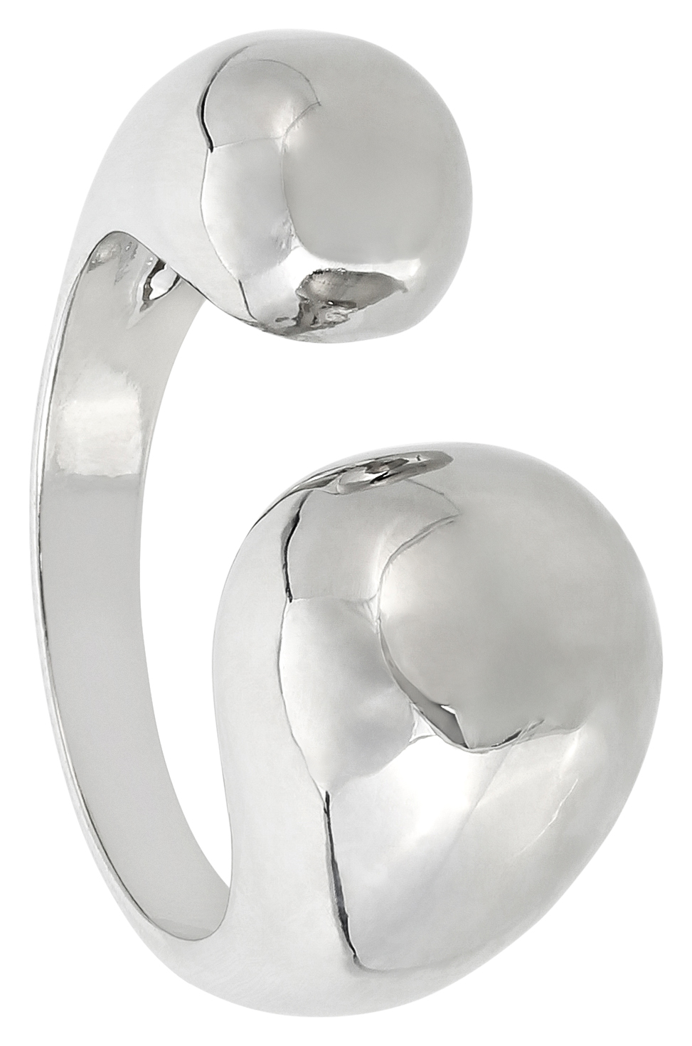 Ring, Kugelring, silberfarben, glänzend, offenes Design