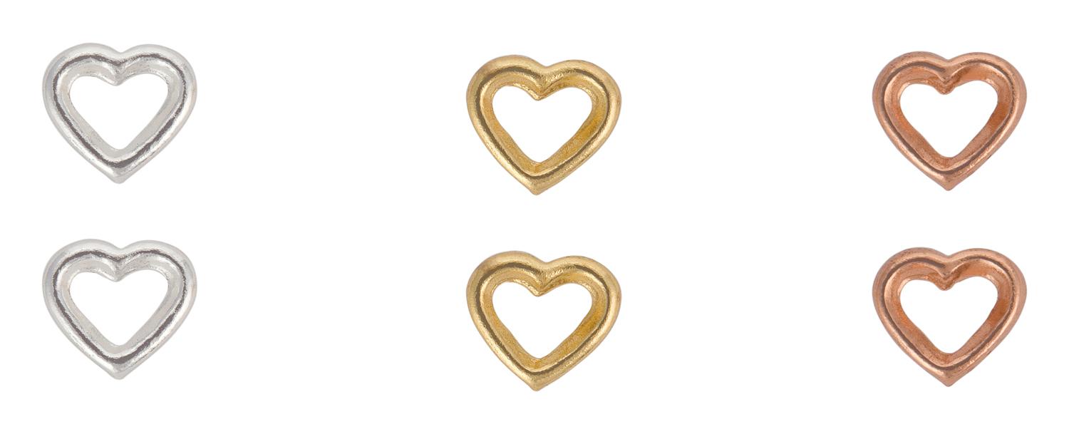 Stud Earrings - Silvery Hearts Stud Earrings - Silvery Hearts