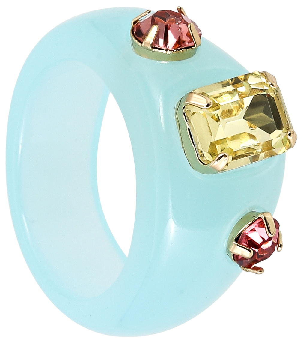 Ring, Türkis, Kunstharz, Farbige Schmucksteine, Goldfarbene Fassung