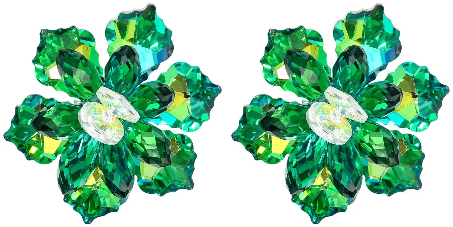 Kolczyki sztyfty - Green Flower