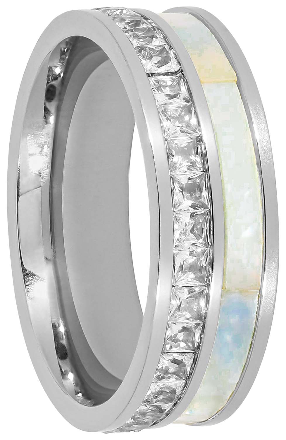 Ring, Diamantenschliff, Weißgold, Inlay, Band