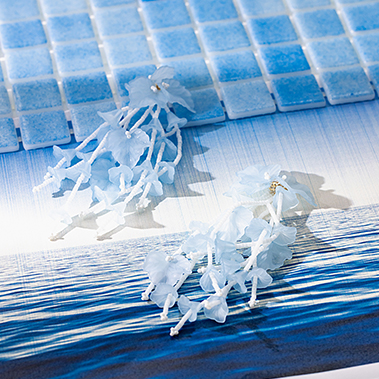 pool, fliesen, blau, mosaik, blume