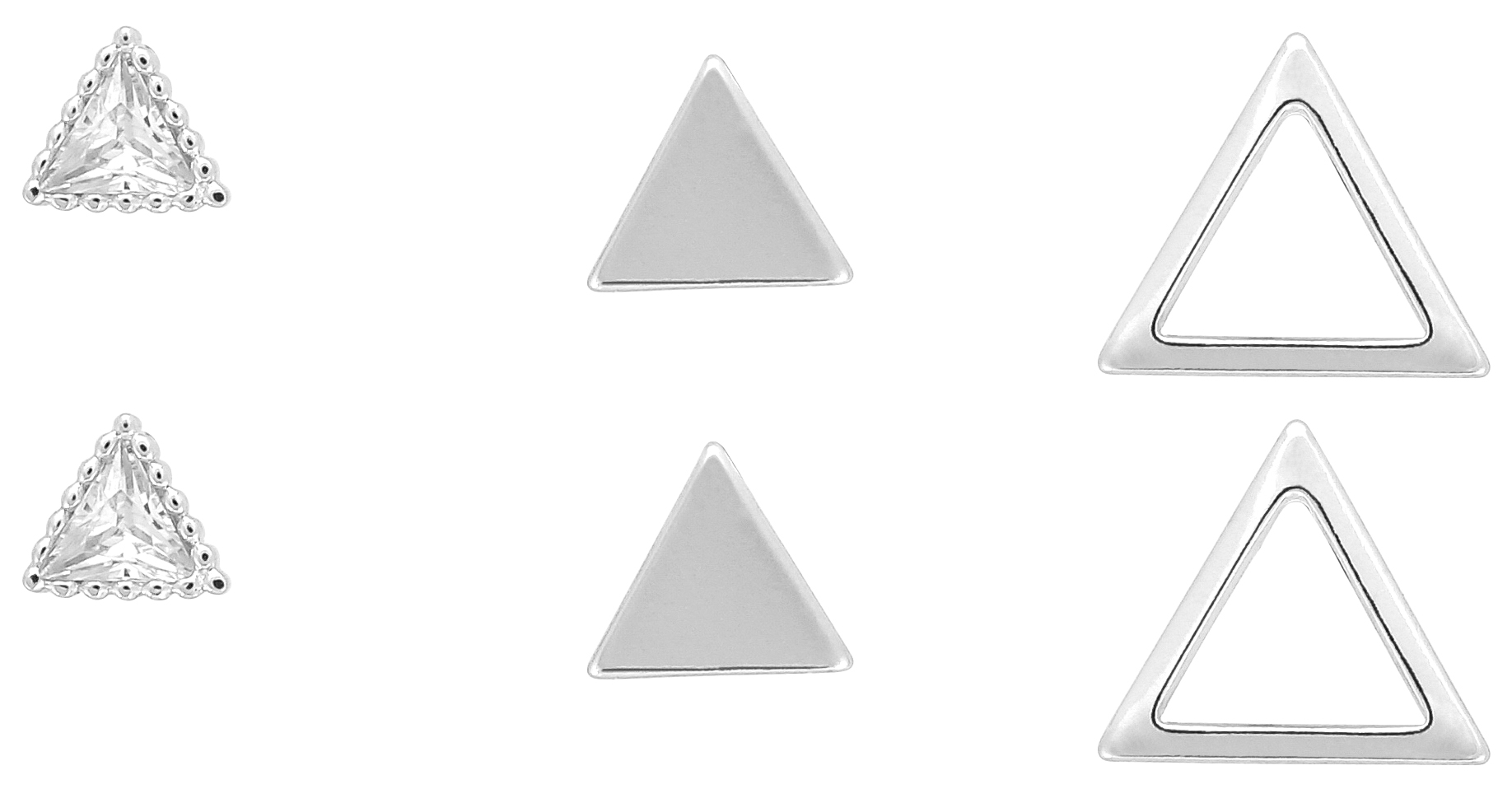 Kolczyki sztyfty - Silver Triangle Trio