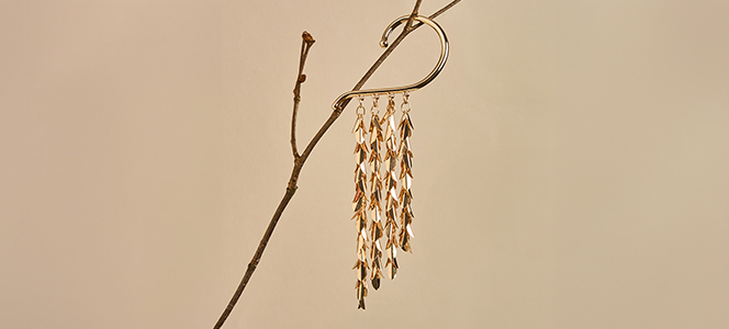 Ohrringe, Hänger-Ohrringe, Gold, Metallisch, Accessoire