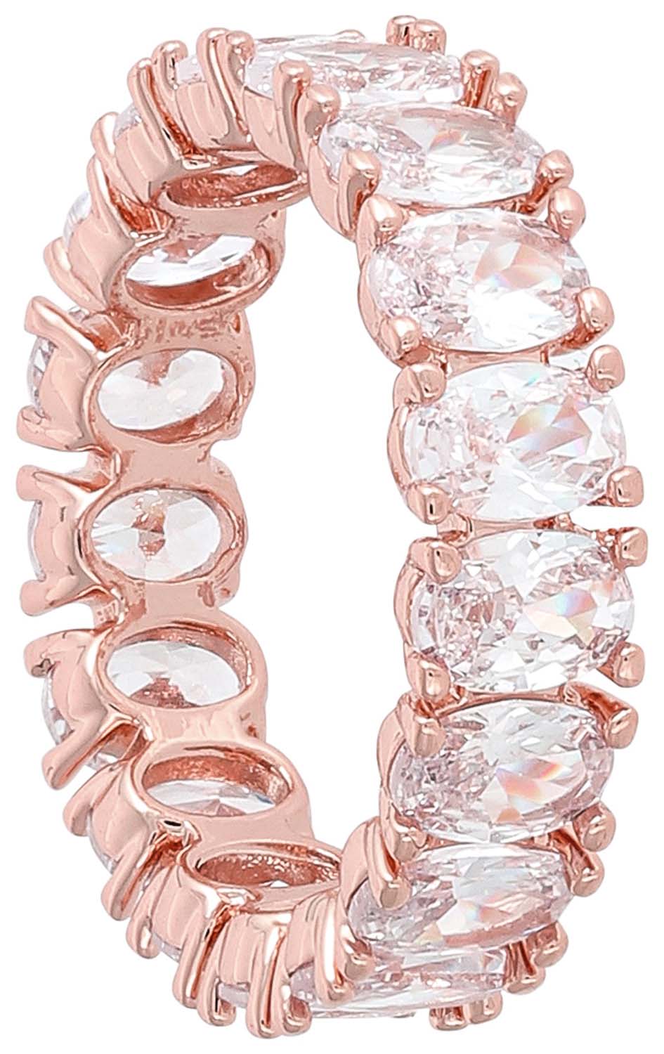 Ring, roségoldfarben, klare Schmucksteine, Memoire-Ring, ovaler Schliff