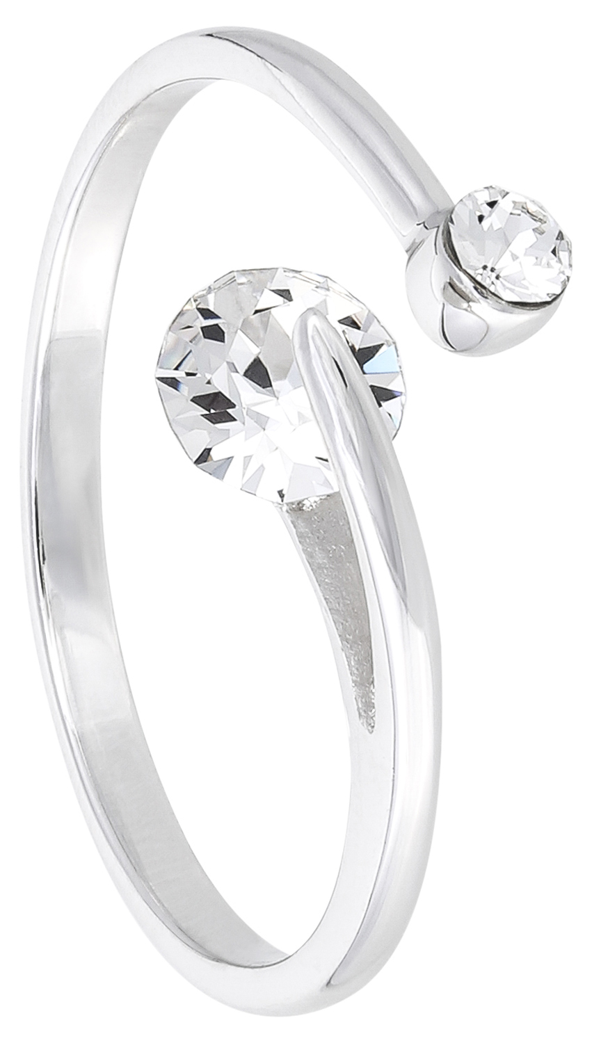 Ring, Silberfarben, Kristallsteine, Offene Ringschiene, Gebogene Form