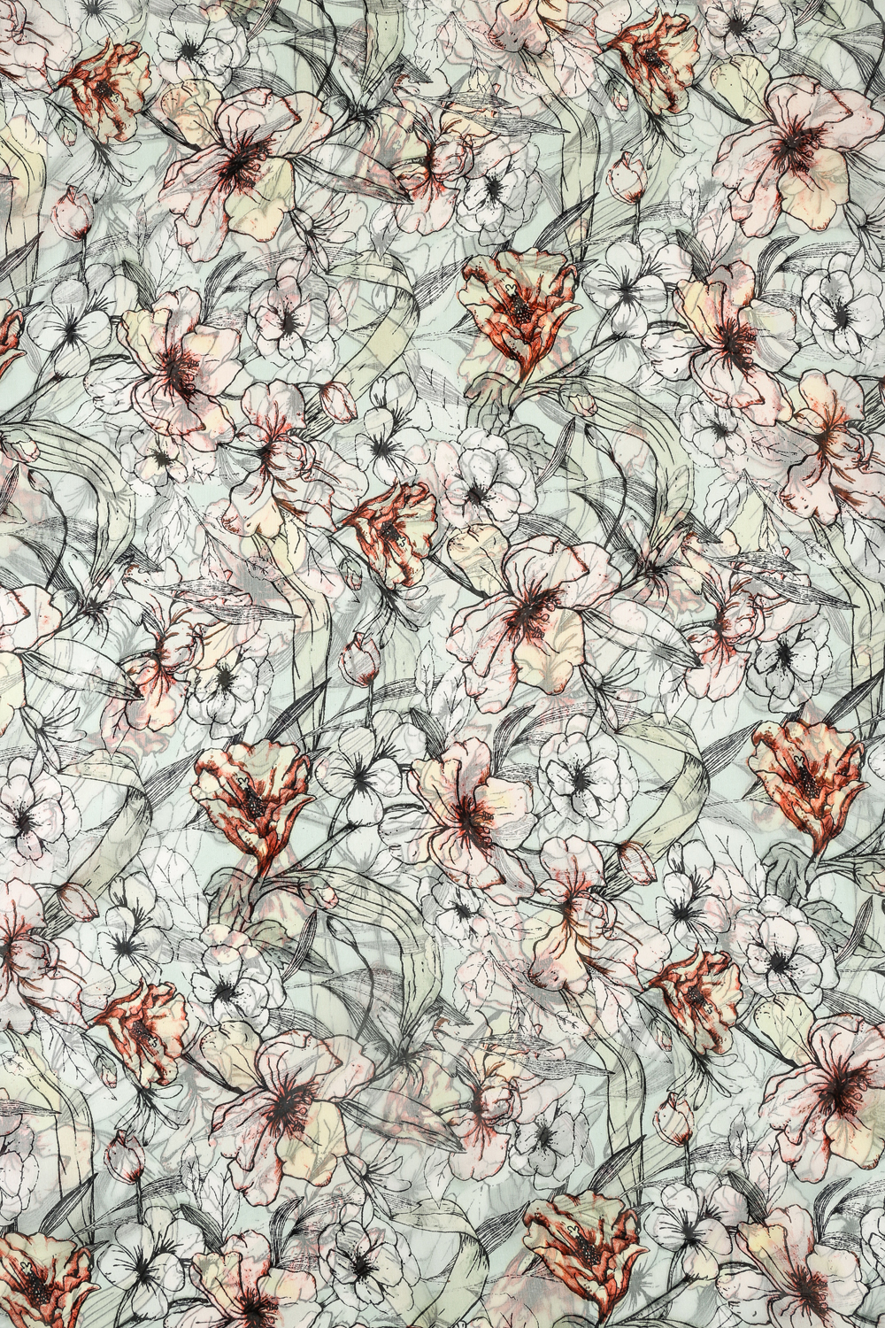 Sjaal - Happy Flowers Muster, Kunst, Florales Design, Grafiken