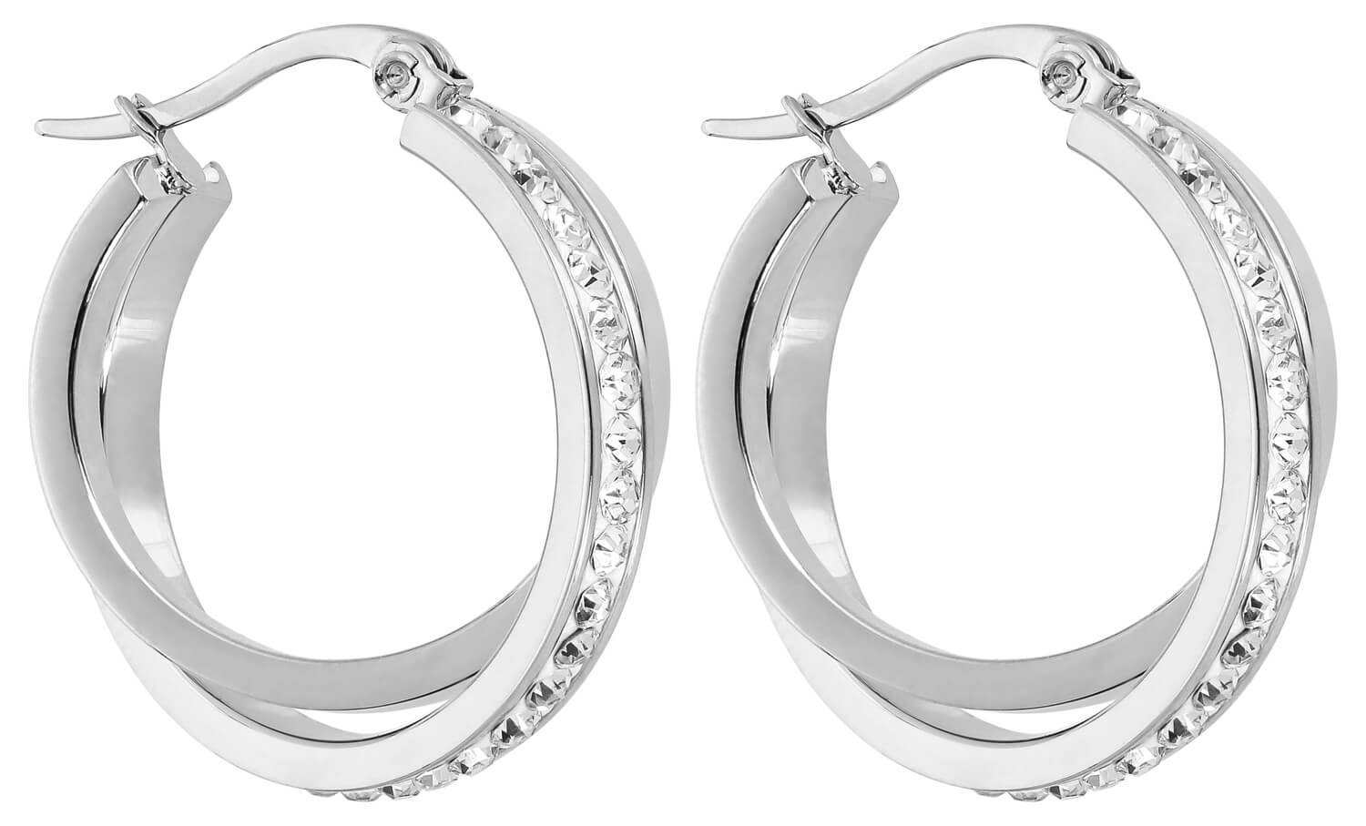 Ohrhänger, Silber, Kristall-Akzente, Zirconia-Steine, poliertes Metall