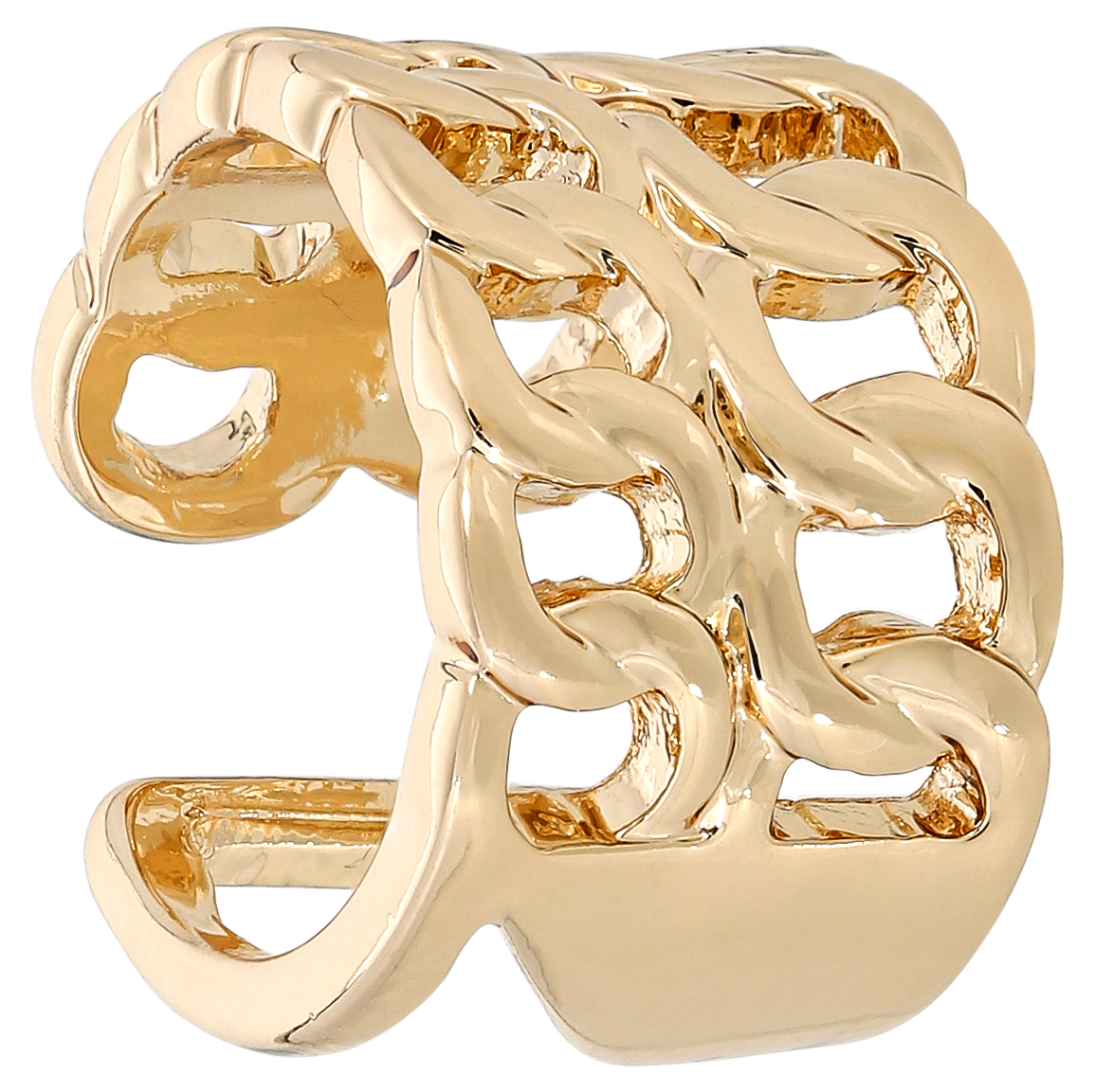 Ring, Goldfarben, Kettenglieder, Breite Ringschiene, Glänzendes Metall