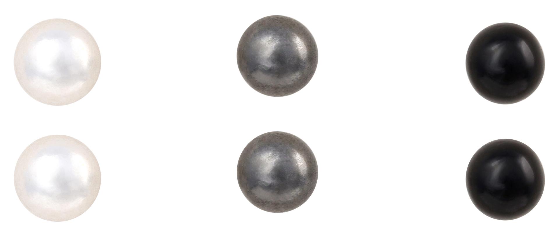 Stud Earrings - Grey Pearls