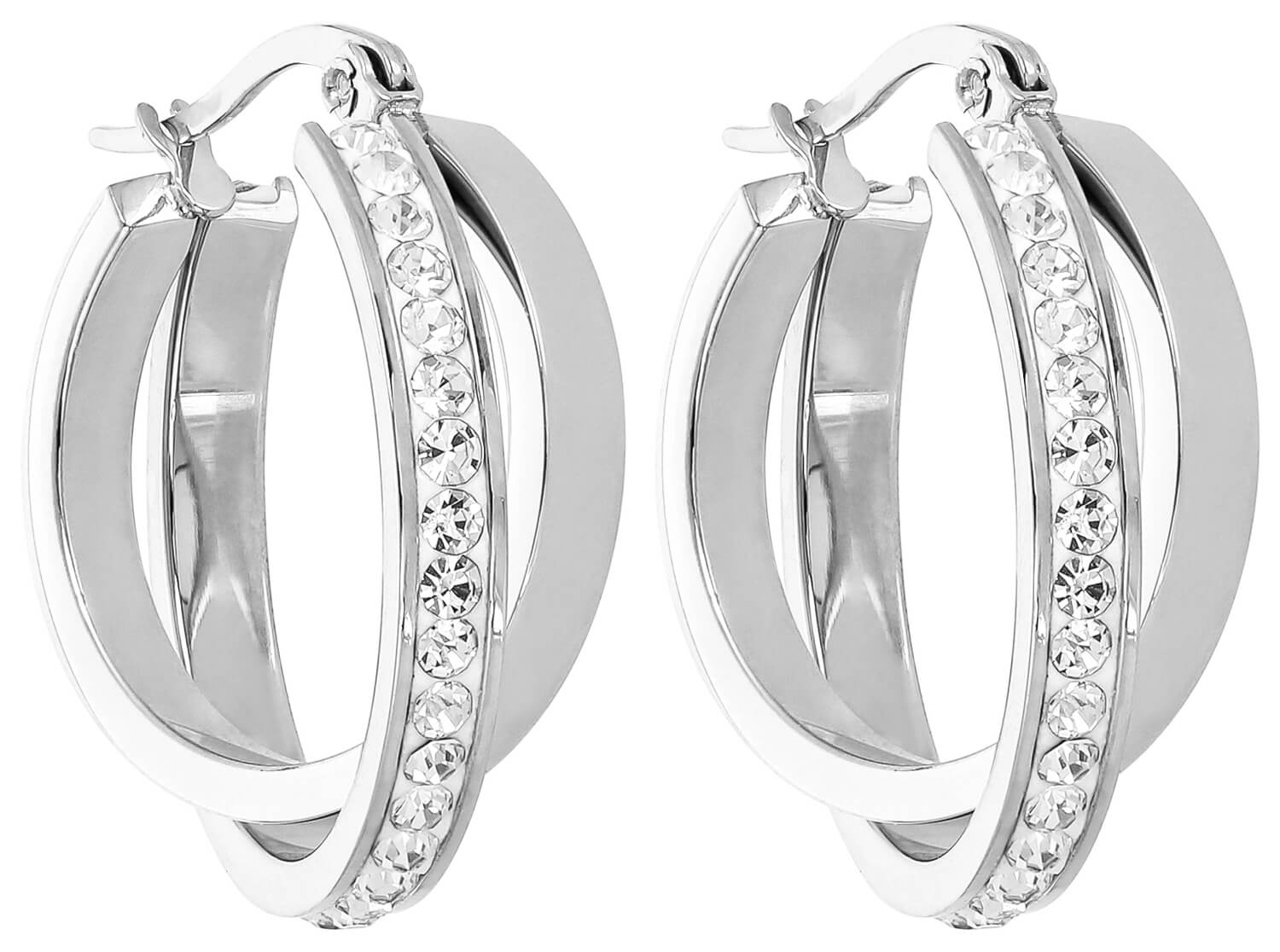 ohrringe, creolen, glassteine, silber, creolen-paar