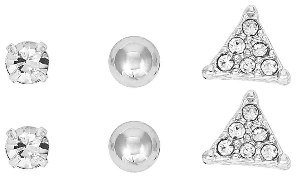 Oorknopjes in set - Geometrical Silver